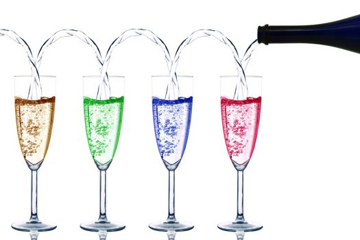 Colored glasses on white background