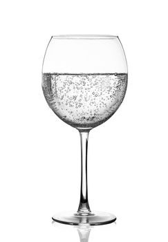 glass of water on white background
