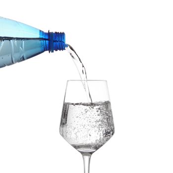 glass of water on white background