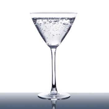 glass of water on white background