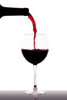 glass of wine on white background