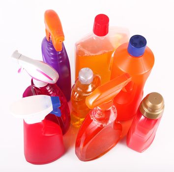 Plastic containers on white background