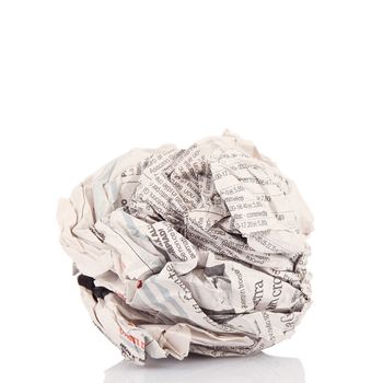 Newspapers ball on white background