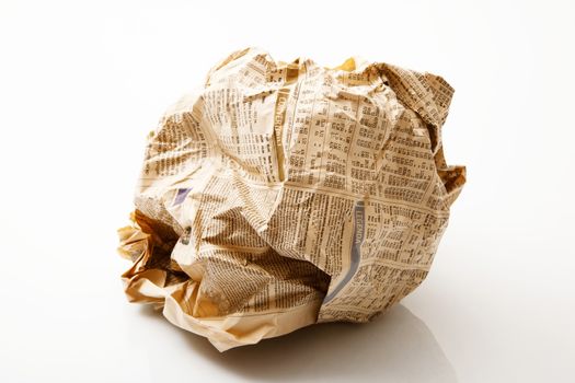 Newspapers ball on white background