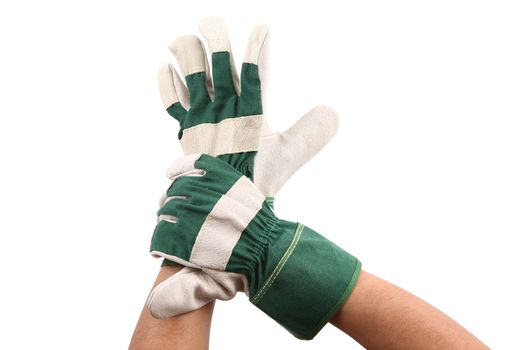 isolated hand with glove on white background