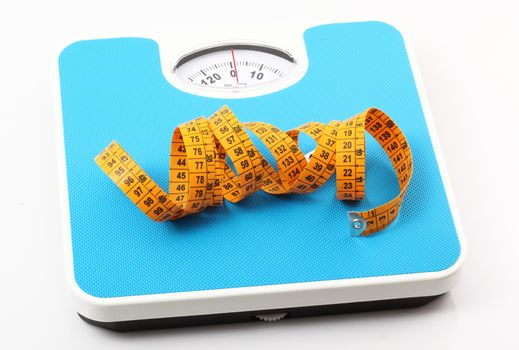 scales with meters on white background