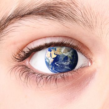 Human eye with Earth in place of pupil