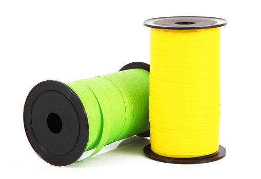 yellow and green ribbon on white background