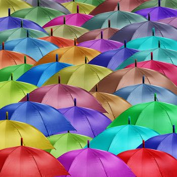 a group of coloured umbrellas
