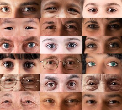 eyes collage on white background