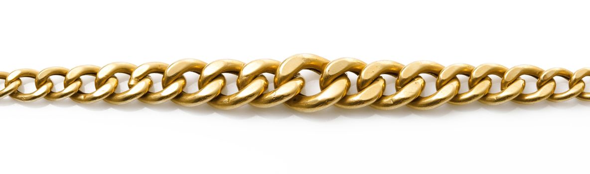 precious gold chain on white background