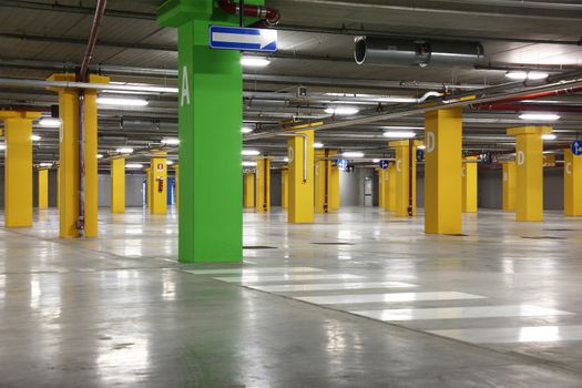 an empty big underground parking