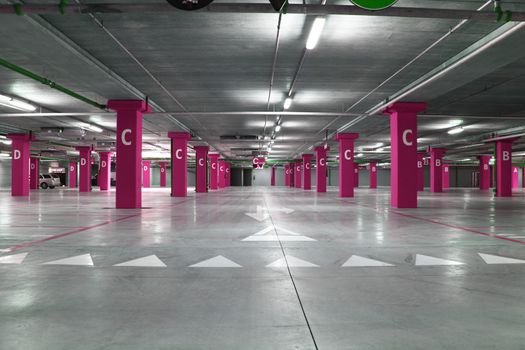 an empty big underground parking