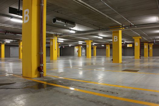 an empty big underground parking