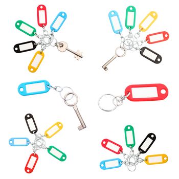 Key Ring collage on white background
