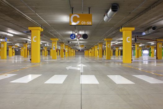 an empty big underground parking
