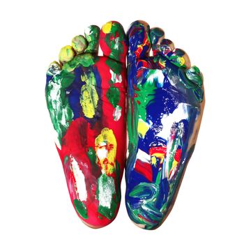 isolated colored feet on white background