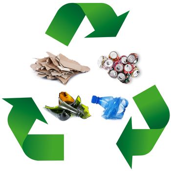 Waste recycling Symbol on white background