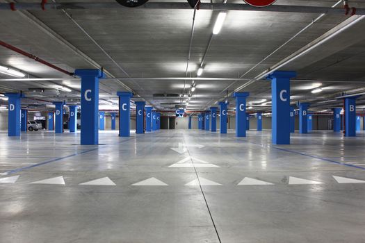 an empty big underground parking