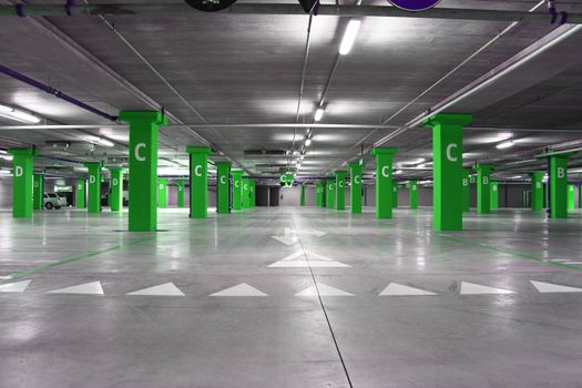 an empty big underground parking