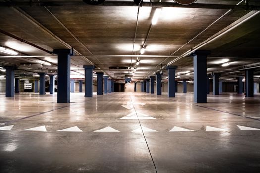 an empty big underground parking