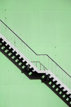 a steep staircase in a factory