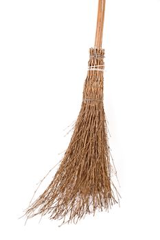 old sage broom on white background
