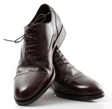 elegant male shoes on white background