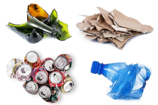 Waste to be recycled on white background