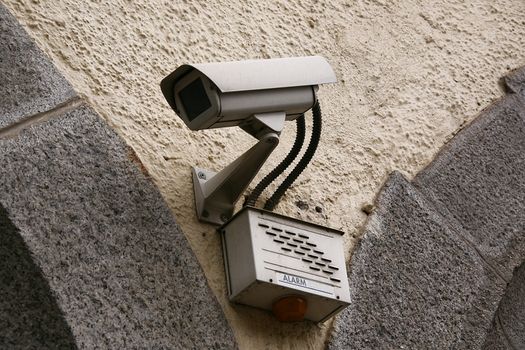 control camera on wall background