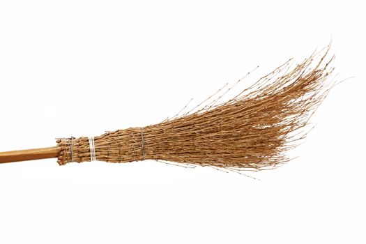 old sage broom on white background 