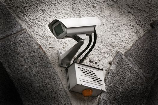 control camera on wall background