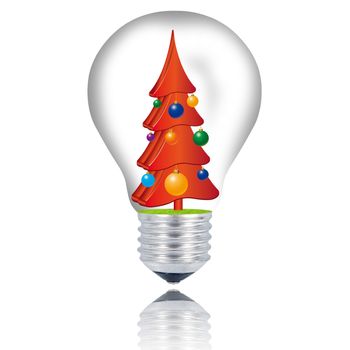 xmas tree light bulb on white background