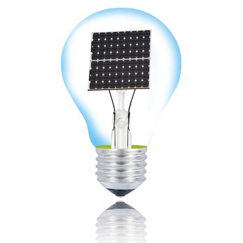 solar panel light bulb on white background