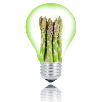 asparagus light bulb on white background