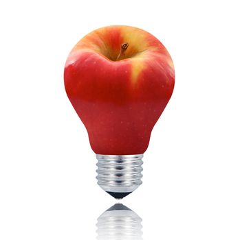 apple light bulb on white background