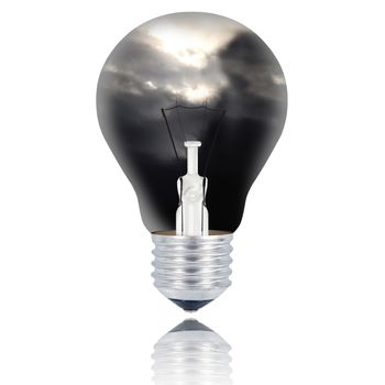storm light bulb on white background
