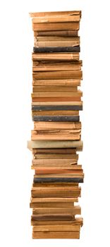 Stack of books on white background