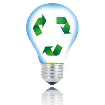 recycling light bulb on white background