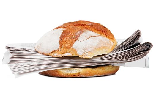 sandwich with newspaper on white background