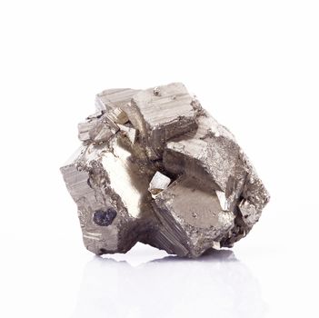 pyrite crystals on white background