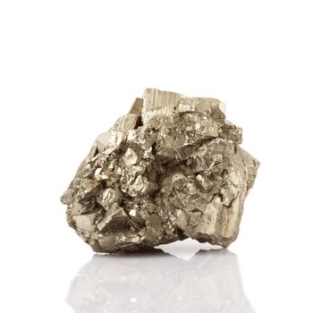 pyrite crystals on white background