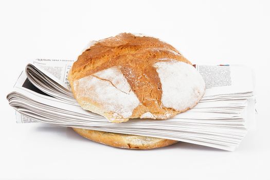sandwich with newspaper on white background