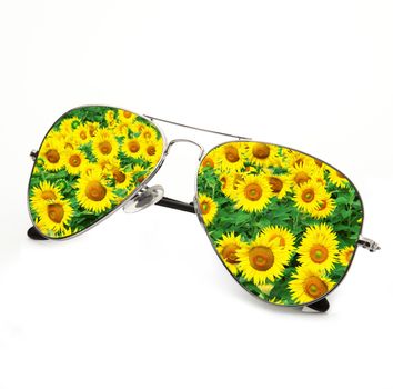isolated flower sunglasses on white background