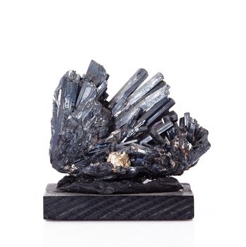 isolated antimonite crystals on white background