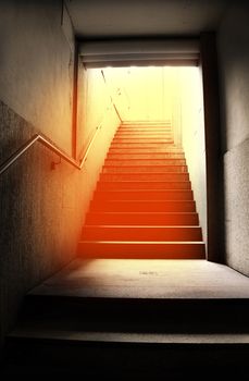 a Metropolitan stairs with dazzling reflection