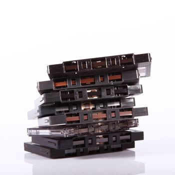 old audio cassette tape on white background