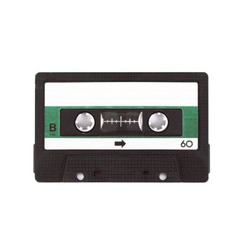 old audio cassette tape on white background
