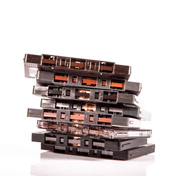 old audio cassette tape on white background