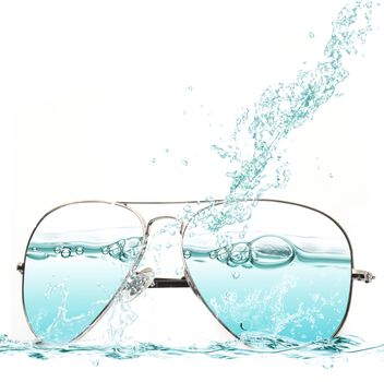 sunglasses splash on white background